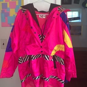Vintage Obermeyer Sport Ski Jacket Shell Neon 80s